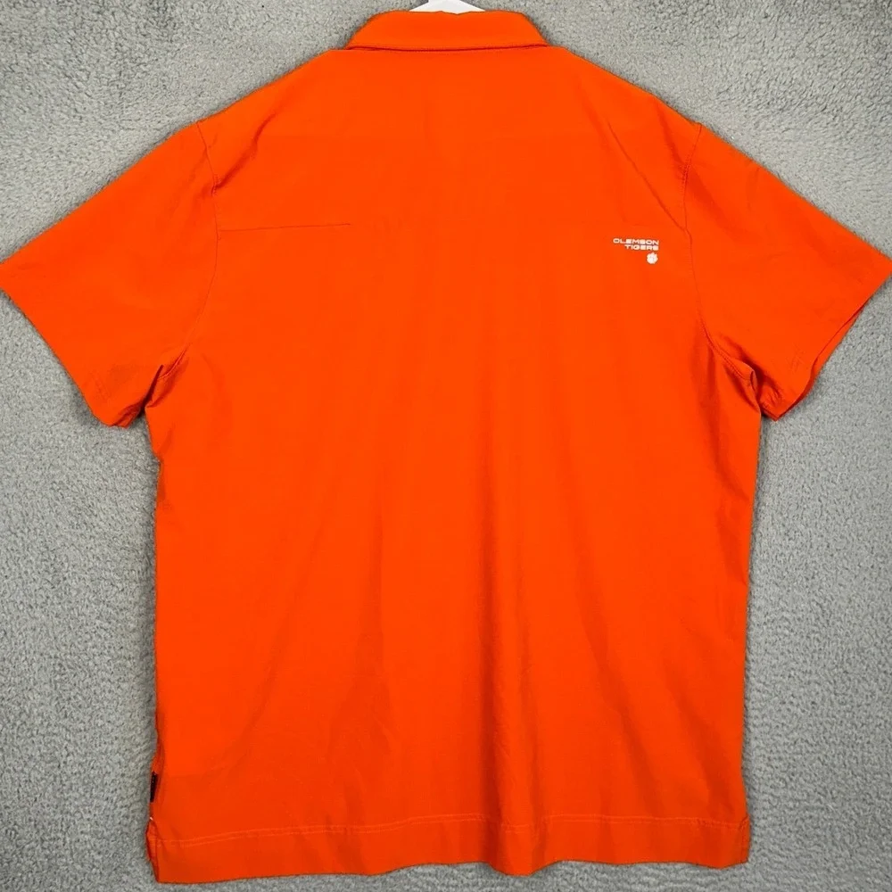Clemson Tigers Nike Polo Shirt Mens 2XL Orange Dri-Fit Football Golf Snap Button